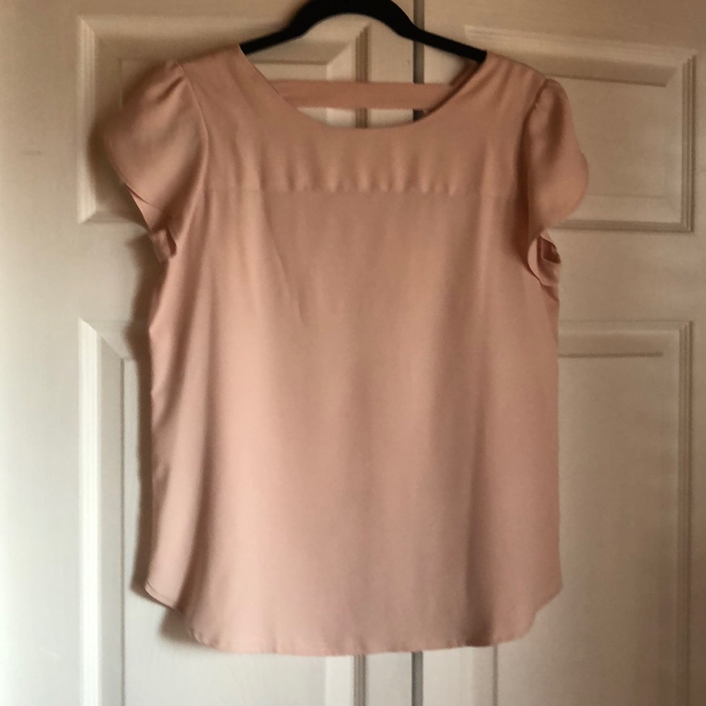 LOFT pale pink flutter sleeve blouse
